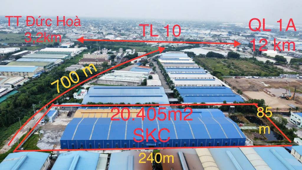 Bán nhà xưởng xã Đức Hòa Hạ, Đức Hòa, tdt 20,405m2 skc, giá 130 tỷ
