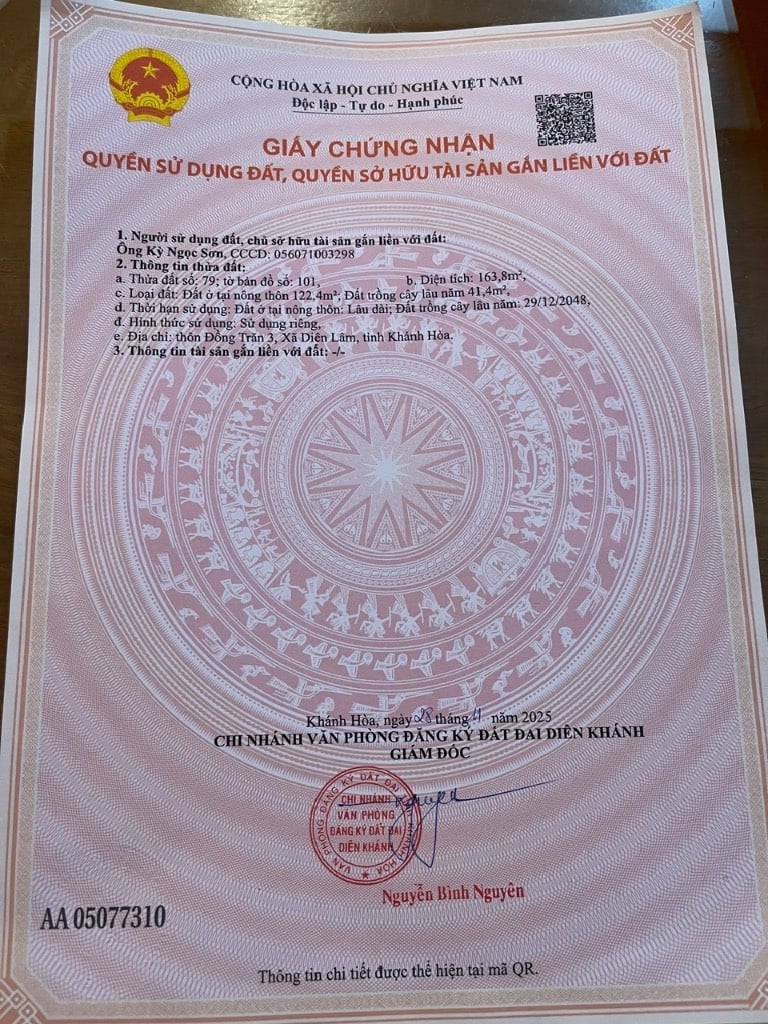 Bán lô đất ở xã Diên Đồng, Diên Khánh, DT 169,8m2, full thổ, giá 370 triệu