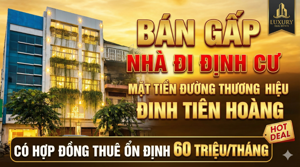 BÁN TÒA NHÀ MẶT TIỀN 181 ĐINH TIÊN HOÀNG, TÂN ĐỊNH, BÁN GẤP ĐỊNH CƯ
