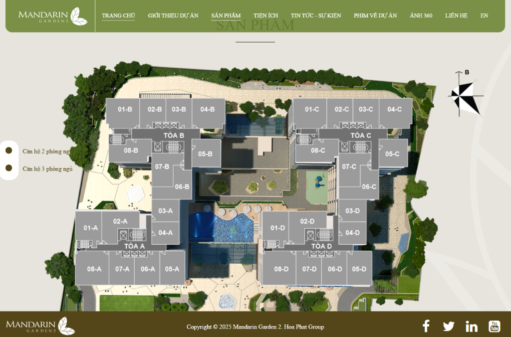 Bán căn hộ Mandarin Garden 2, Tân Mai, 2pn, 68m2, nội thất sẵn đẹp