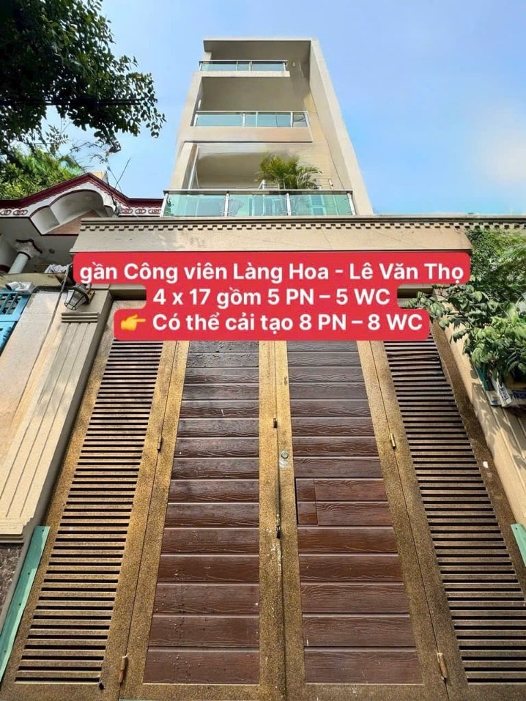 BÁN NHÀ 5 TẦNG LÊ VĂN THỌ, GÒ VẤP, 8PN NGANG 4x17M, HẺM XE HƠI, NHỈNH 8 TỶ
