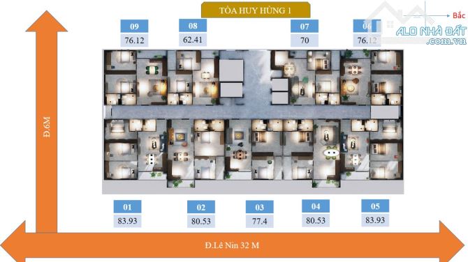 Bán căn 2 ngủ chung cư Huy Hùng mới, mặt đường 32, thành phố Vinh, chỉ từ 1,9x tỷ