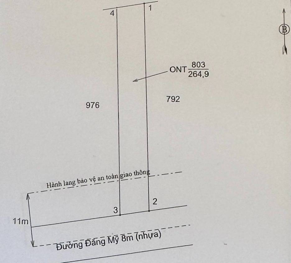 Đất thổ cư mặt tiền Liên ấp Đăng Mỹ, Long An, gần đường QL1A, 264m2, giá 2.1 tỷ