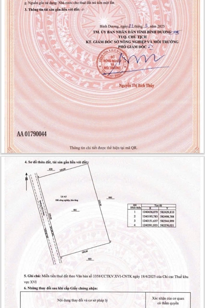 Bán đất công nghiệp Dầu Tiếng, Bình Dương, 4ha lô vuông vức, phong thủy, đã có sổ
