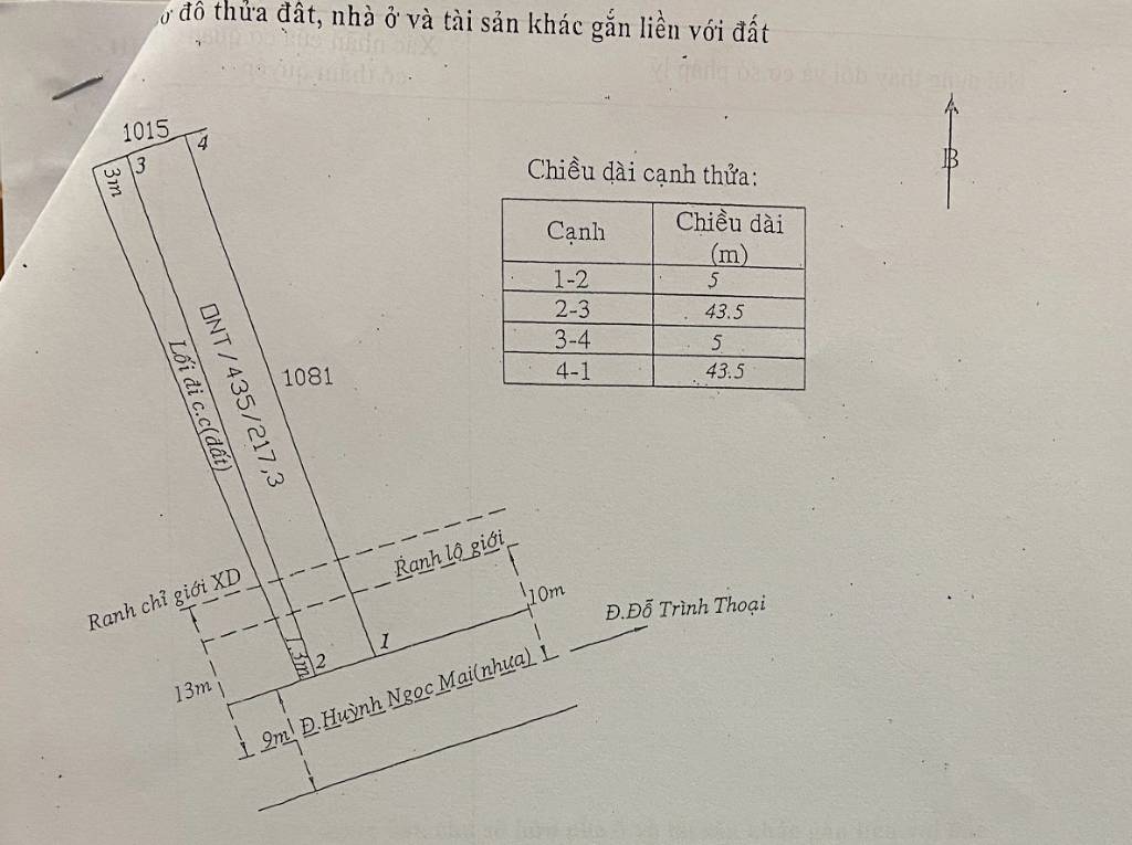 Bán đất thổ cư MT Huỳnh Ngọc Mai, Tân An, gần QL1A, 217m² vị trí đẹp, giá 3,4 tỷ