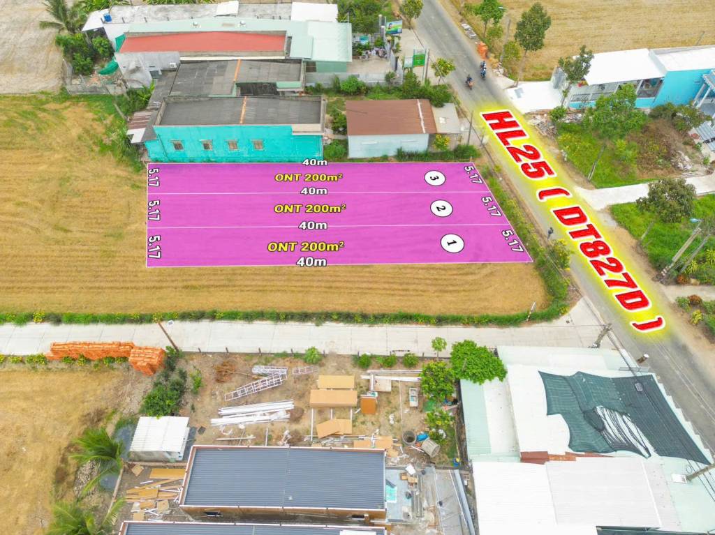 Bán lô đất thổ mặt tiền Hương Lộ 25, kế ngã 4 Tân Phước Tây, 5x40m đường xe lớn, giá tốt