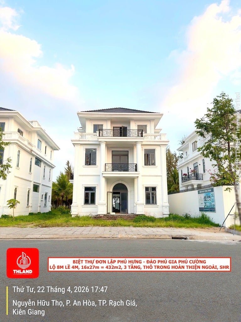 Bán biệt thự đơn lập Đảo Phú Gia Phú Cường, view biển lộ 16m, 16x27m 3 tầng thô trong, giá cực tốt
