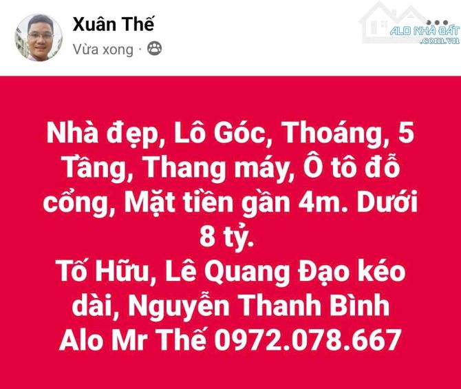 Nhà Góc Hai Mặt – Có Thang Máy – Nhà Mới Ở Luôn – Ô Tô Đỗ Tận Cổng – Nhỉnh 7 đồng