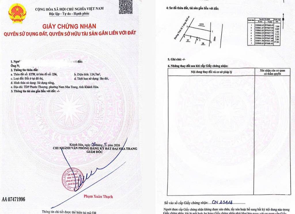 BÁN ĐẤT 2 MẶT TIỀN PHONG CHÂU NHA TRANG, 26M VÀ 13M, GẦN KĐT SUNGROUP, KINH DOANH THUẬN LỢI