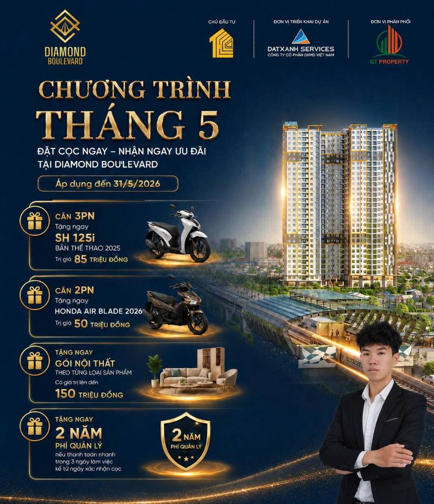 Bán căn hộ 3PN Diamond Boulevard, hướng mặt tiền Quốc Lộ 13, chỉ nhỉnh 3 tỷ
