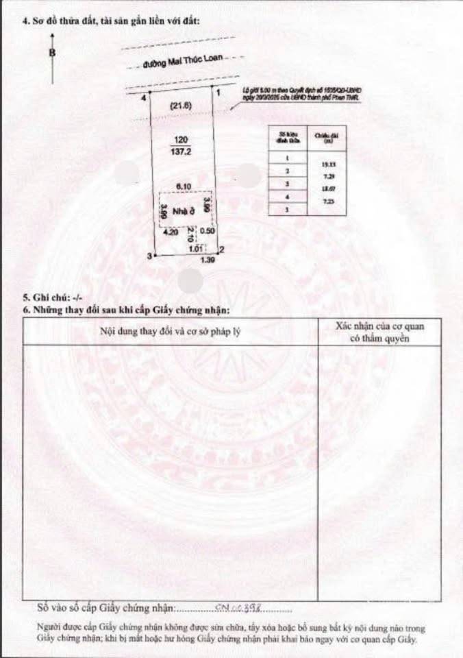 Bán đất thổ cư mặt tiền Mai Thúc Loan, trung tâm Phan Thiết Bình Thuận, giá nhỉnh 4 tỷ