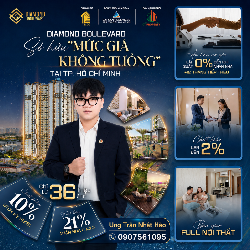Bán căn hộ Diamond Boulevard, bàn giao full nội thất, chỉ từ 36 triệu/m2