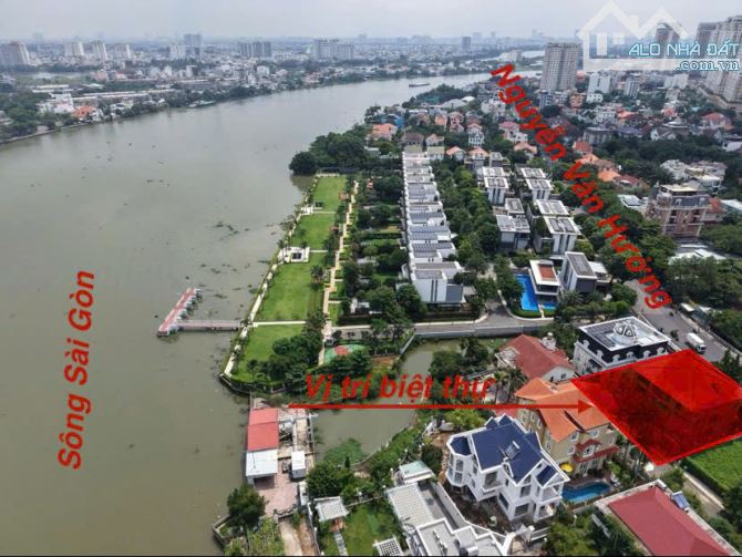 Khan hiếm! Biệt thự 2 mt khu compound Eden mặt sông SG, Nguyễn Văn Hưởng, 18x24m, 98 tỷ