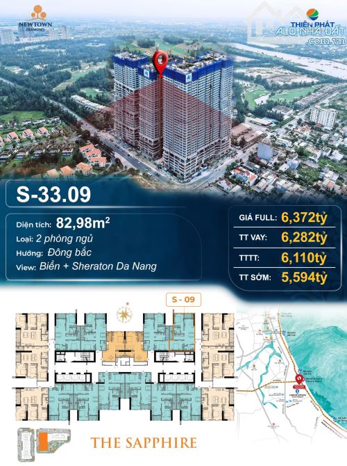Độc quyền căn 2pn + 83m2 tầng 33 view biển siêu đỉnh, còn căn cuối cùng giá gốc chủ đầu tư