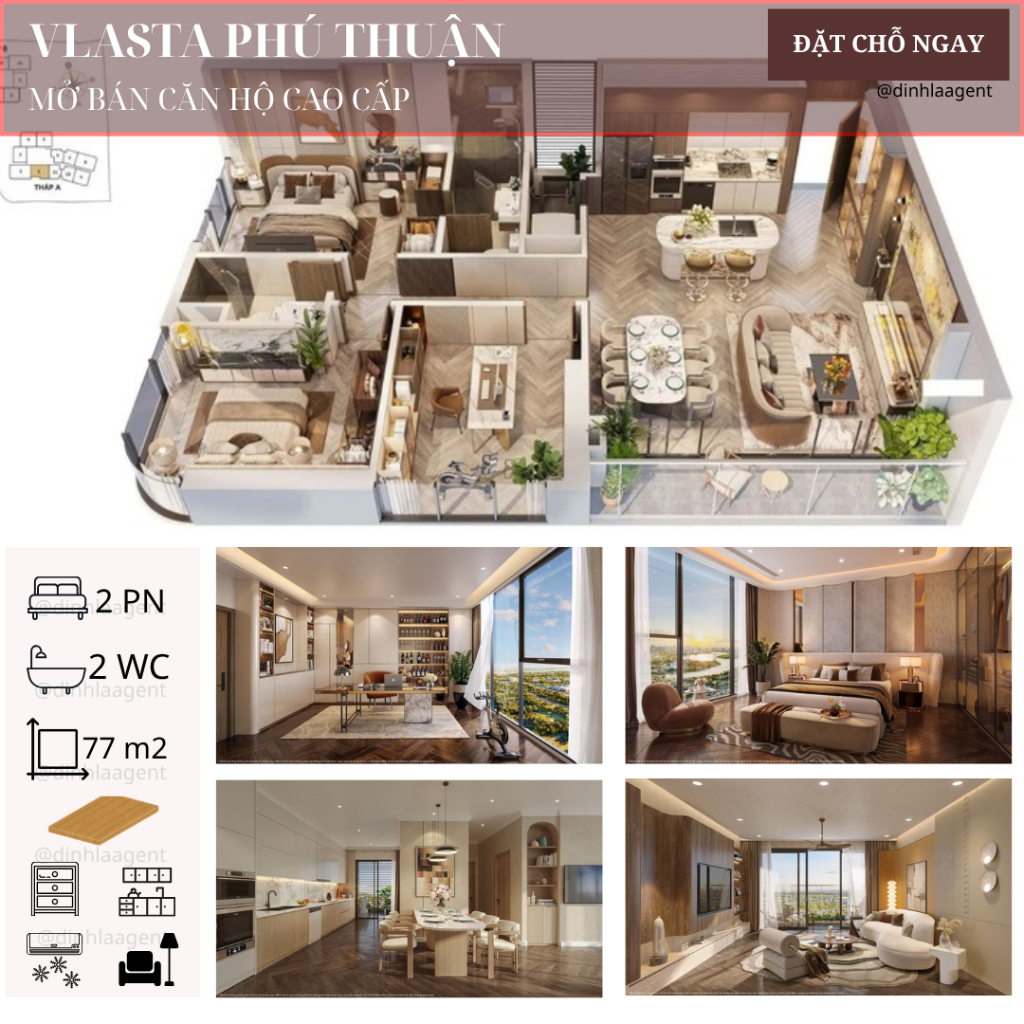 Bán căn hộ Vlasta Phú Thuận Quận 7, 77m2 2PN 2WC gồm VAT chưa chiết khấu, thanh toán tiến độ