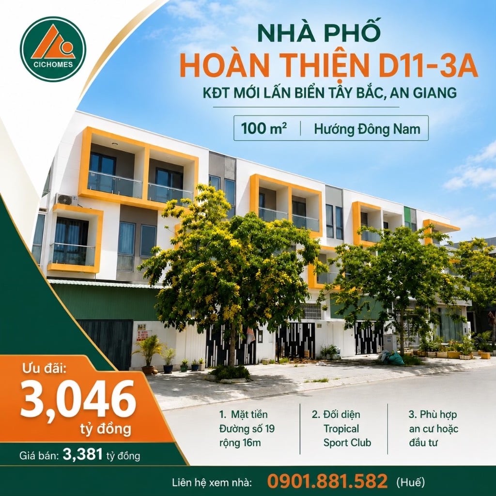 BÁN NHÀ PHỐ HOÀN THIỆN D11-3A, KĐT MỚI LẤN BIỂN TÂY BẮC, GIẢM SÂU 400TR, CHỈ CÒN 3 TỶ