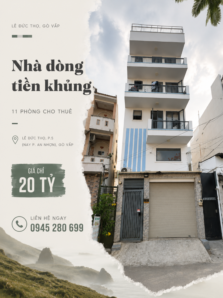 BÁN TÒA CHDV LÊ ĐỨC THỌ, GÒ VẤP, DTCN 95M2, 12PN, THU 33TR/THG, HẺM XE HƠI, GIÁ 20 TỶ TL