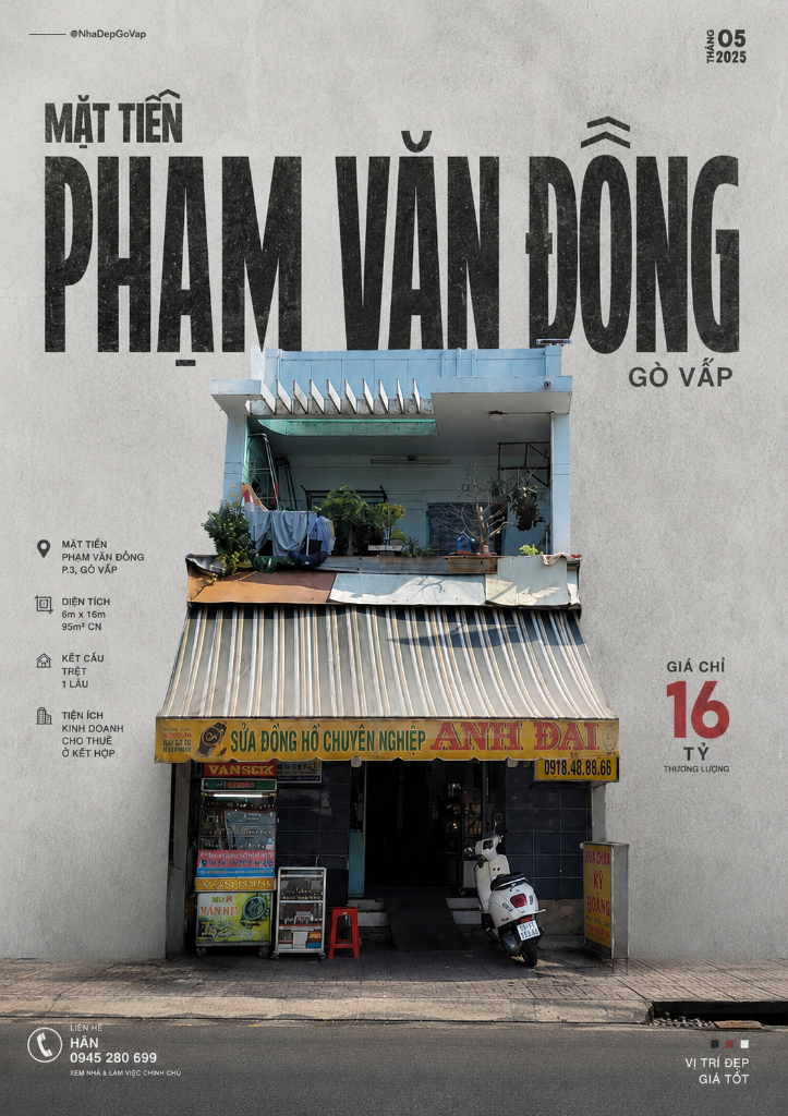 Bán nhà mặt tiền Phạm Văn Đồng Gò Vấp, DTCN 95m2 2 Lầu, kinh doanh đỉnh, giá 16 tỷ