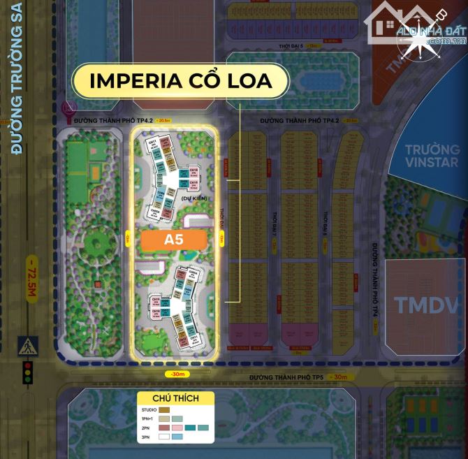CĂN GÓC 72.3m2 - CHUNG CƯ IMPERIA CỔ LOA - TOÀ Y4 ATLANTIC - 2 NGỦ - GIÁ CHỈ 89tr/m2 📍