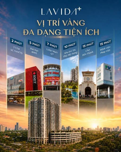 Bán căn hộ Lavida Plus Quận 7, dt 74m2, 2Pn 2Wc nhà full nội thất, giá 5,5 tỷ