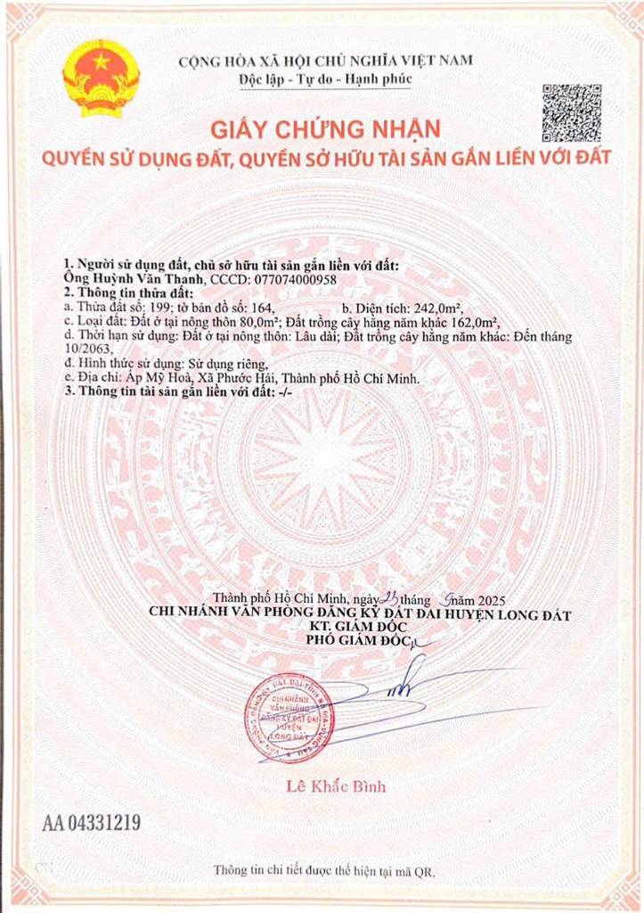Bán nhanh lô đất Bà Rịa Vũng Tàu, 242m2 ngang 10m, chân núi Minh Đạm, cách biển 5p chỉ 1.64 tỷ