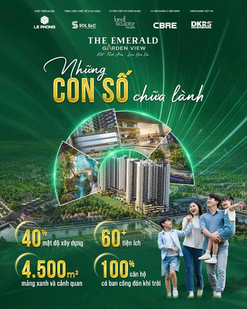 BÁN CĂN HỘ STUDIO THE EMERALD GARDEN VIEW, 40M2 PHONG CÁCH RESORT, CDT LÊ PHONG