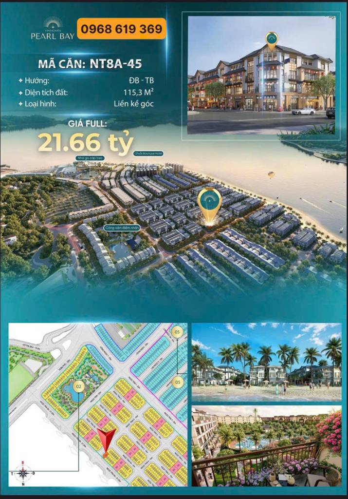 Bán nhà phố Vinhomes Pearl Bay Nha Trang, DT 115m2, 5PN, giá 21.55 tỷ