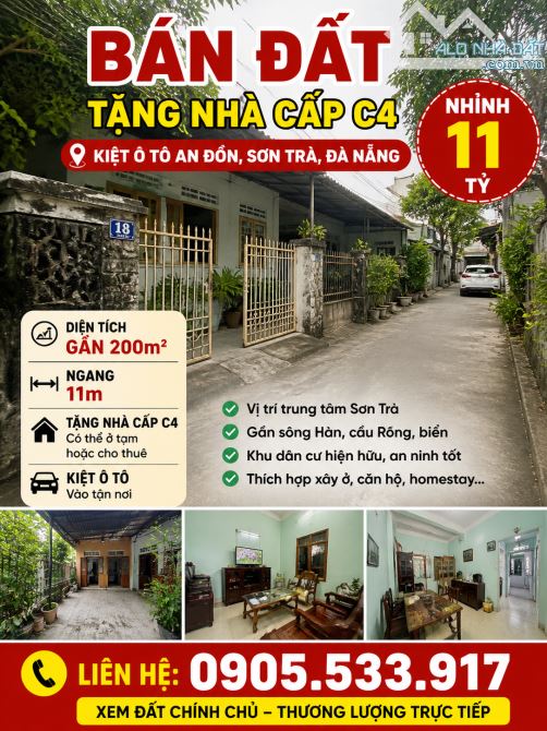🔥 BÁN ĐẤT TẶNG NHÀ CẤP 4 AN ĐỒN– DIỆN TÍCH RỘNG GẦN 200M2, NGANG KHỦNG 11M 🔥