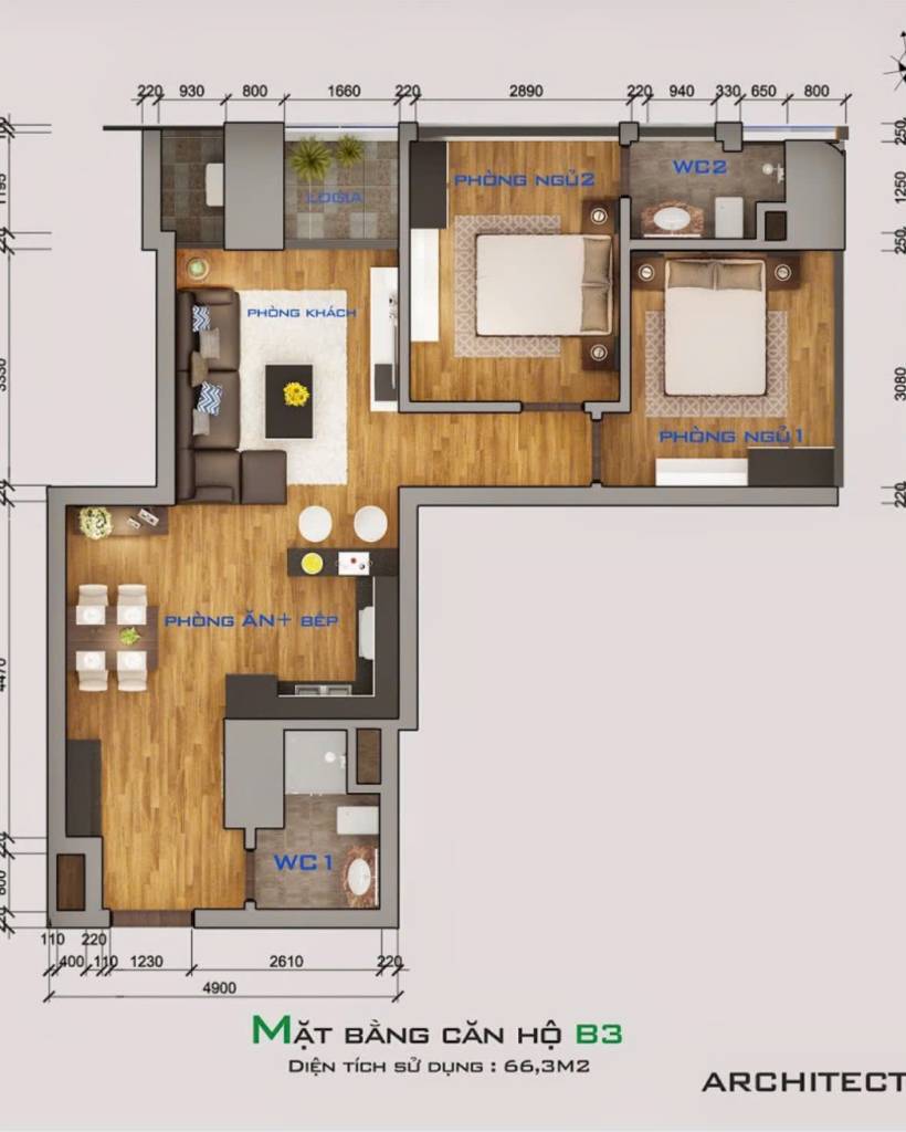 CHÍNH CHỦ BÁN CĂN GÓC GARDEN HILL, 67M2 2PN 2VS GIÁ HƠN 6 TỶ