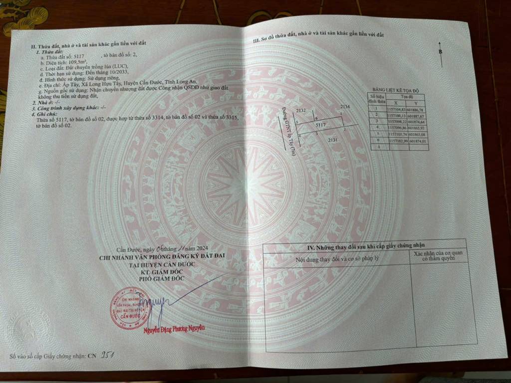 BÁN ĐẤT LÚA KHU ĐÔ THỊ LONG HỰU, CẦN ĐƯỚC, DT 109M2, MT 7M, GIÁ RẺ