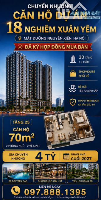 Bán căn hộ 70m2-2N2VS dự án Nguyễn xiển