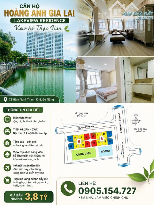 💥ĐÀ NẴNG: GẤP BÁN CĂN HỘ CHUNG CƯ HOÀNG ANH GIA LAI - TẦNG CAO - DT: 94M2 – GIÁ CỰC TỐT💥