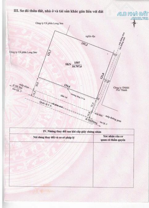 Chuyển nhượng mảnh kho đất DT 18.797 M Kim Thành Hải Dương HP