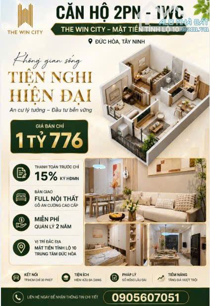 CĂN HỘ CAO CẤP 2PN1WC GIÁP RANH BÌNH CHÁNH CHỈ TT 270TR KÝ HDMB