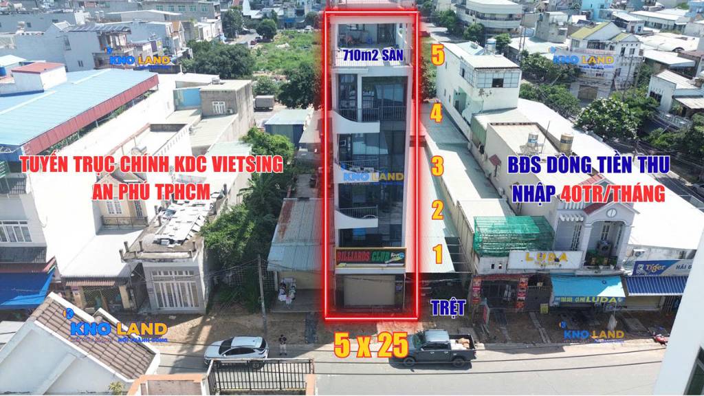 Bán gấp tòa nhà mặt đường D1 Viet Sing Thuận An, 6 tầng kinh doanh, giá giảm 1,5 tỷ
