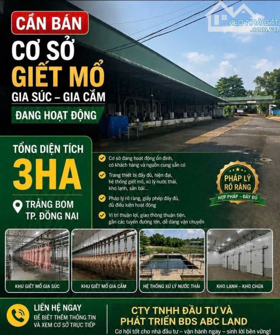 X135. Bán Nhà xưởng có sẵn lò mổ gia cầm Trảng Bom gần Ngã 3 Sông Thao - TP .ĐỒNG NAI ---