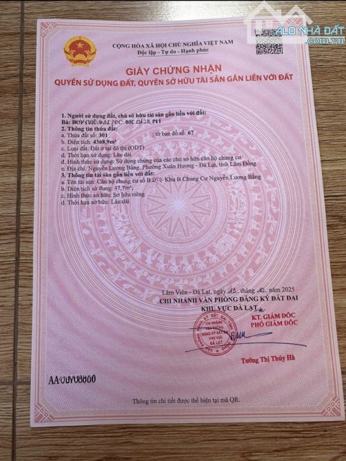 Bán căn góc 2 mặt chung cư Nguyễn Lương Bằng 2,65 tỷ, cách chợ Đêm Đà Lạt 800m