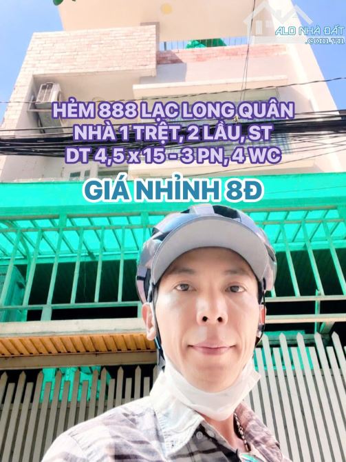 🏠 CHỦ GIẢM MẠNH 1 TỶ - HẺM 888 LẠC LONG QUÂN , TÂN BÌNH - NHÀ 3 LẦU - DT GẦN 70m2 🌸