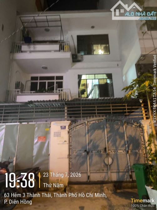 Bán Nhà Hẻm 3 Thành Thái Quận 10, DT: 7x18m-DTCN: 122m2-3 Tầng-HĐT: 60tr/th Giá 35 tỷ