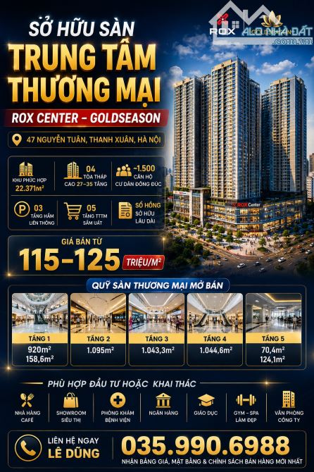 SỞ HỮU SÀN TRUNG TÂM THƯƠNG MẠI ROX CENTER – GOLDSEASON 47 NGUYỄN TUÂN