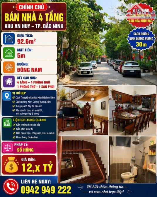 Bán nhà 4 Tầng Khu An Huy TPBN 🌏🌏 Diện tích 92.6m2 🥰🥰 Mặt tiền 5m 🏖🏖 Hướ