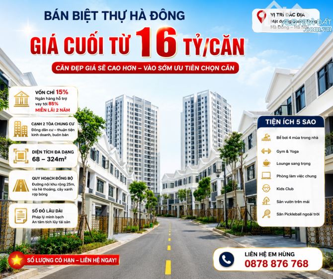 16 TỶ SỞ HỮU BIỆT THỰ VĂN LA – MẶT ĐƯỜNG QUANG TRUNG, HÀ ĐÔNG! 🔥