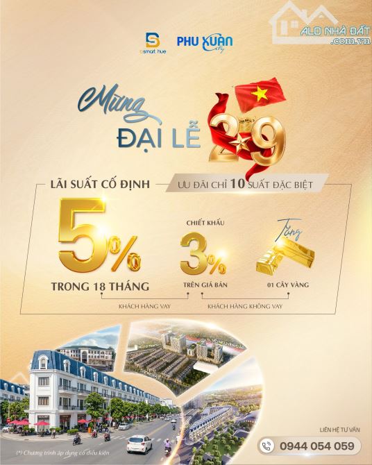 PHÚ XUÂN CITY MỪNG ĐẠI LỄ 2/9 – ƯU ĐÃI ĐẶC BIỆT CHỦ ĐẦU TƯ HỖ TRỢ LÃI SUẤT CỐ ĐỊNH 5%/18TH