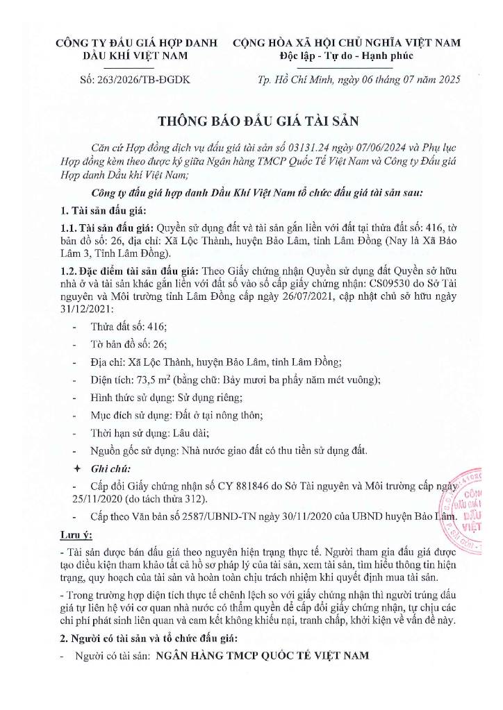 Bán Đất tại Xã Lộc Thành, huyện Bảo Lâm, tỉnh Lâm Đồng, dt 73,5m2, giá tốt