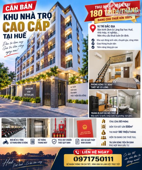 Bán khu nhà trọ cao cấp. Mới hoàn thiện 100% Thu nhập hơn 180tr/tháng. Mới cứng full phòng