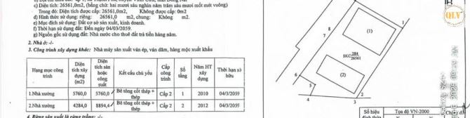 BÁN NHÀ XƯỞNG – VĨNH CỬU, ĐỒNG NAI 26.561 m²