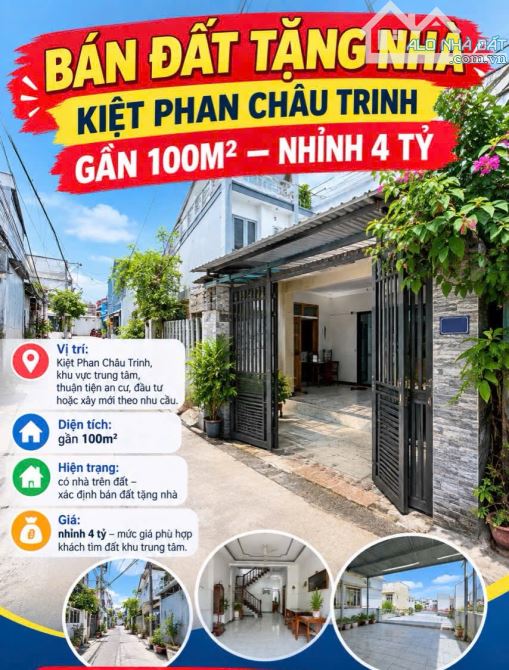 BÁN ĐẤT TẶNG NHÀ – KIỆT PHAN CHÂU TRINH - HẢI CHÂU – GẦN 100M² – NHỈNH 4 TỶ