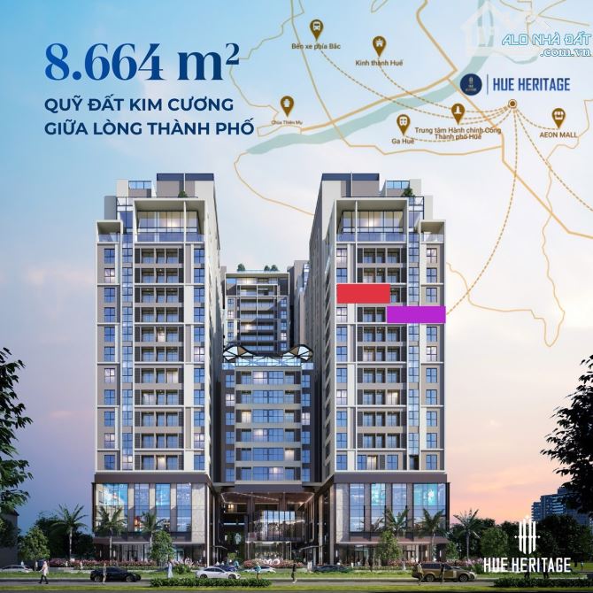 Căn hộ 3PN mặt tiền Đống Đa, view trực diện Sông Hương Đại Nội