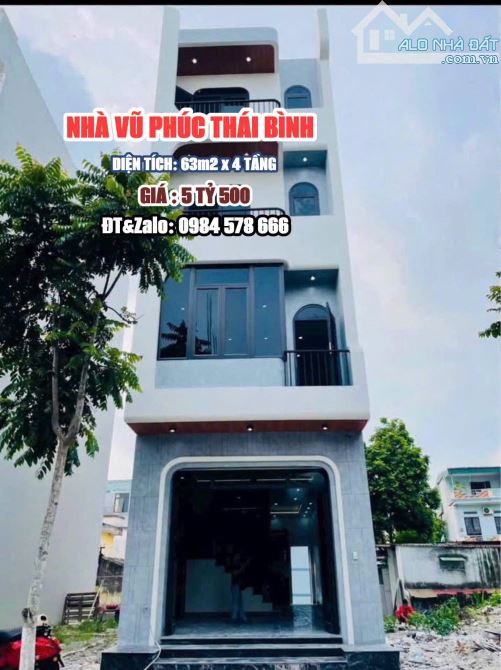 BÁN NHÀ 4 TẦNG CÓ THIẾT KẾ THANG MÁY KHU VŨ PHÚC THÁI BÌNH. Giá 5 tỷ 500