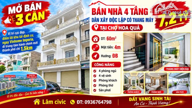 BÁN NHÀ TẠI CHỢ HOA QUẢ CẦU BÌNH, HỒNG BÀNG ,CÓ THANG MÁY